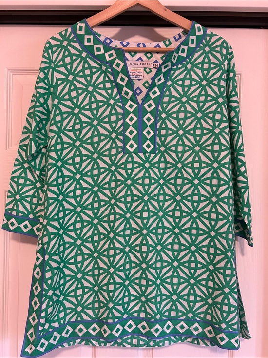 Gretchen Scott Designs Tops - Gretchen Scott Designs Geometric Print Split-Neck Tunic Size Medium